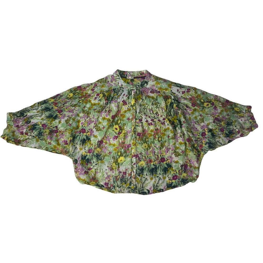 Pilcro by Anthropologie “The Sydney” Batwing Green Floral Blouse Size LP